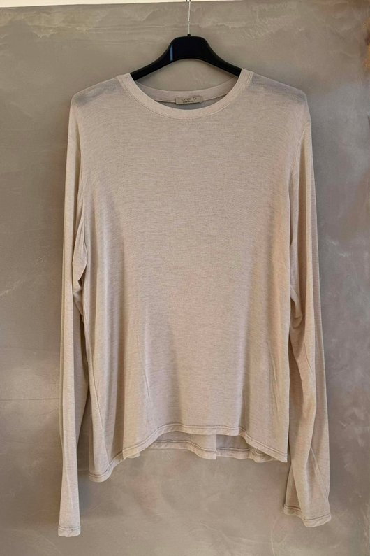 Essential Cashmere Blend Sheer Layering Top Oatmeal /8/8 =